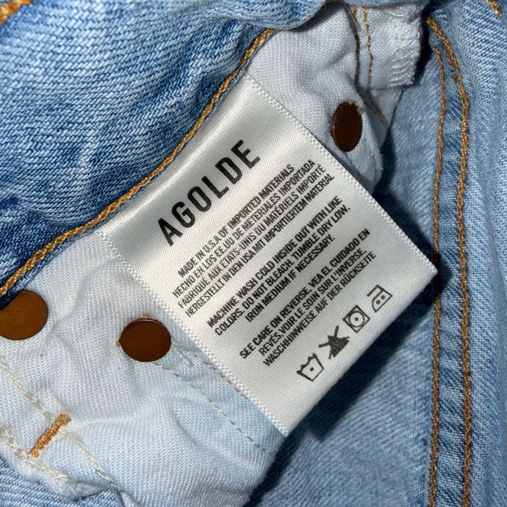 Agolde Riley Distressed Light Blue Jeans, 23 - Picture 7 of 14